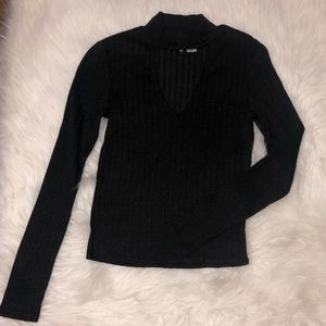H&M black shimmering party top XS
